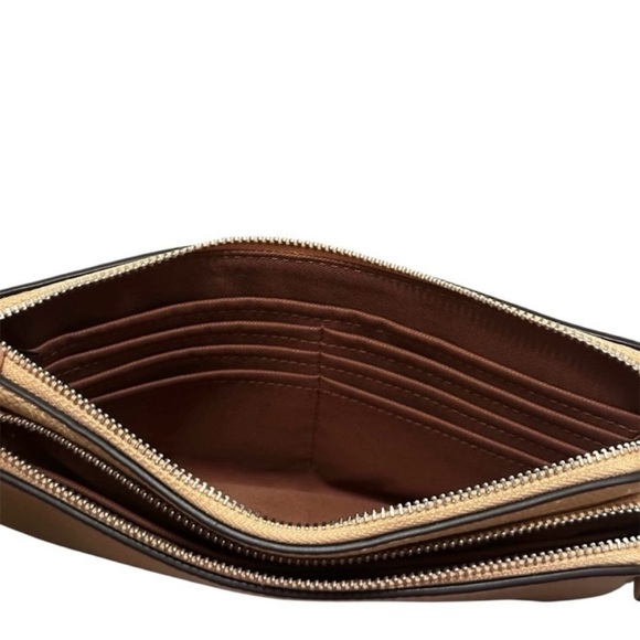 🌻 NWT! COACH Vanilla Yellow Double Zip Pebble Leather Wallet/Clutch/Wristlet - Picture 8 of 9